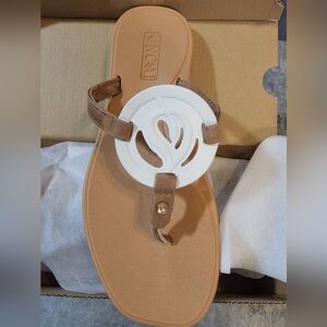 ONCAI Women's Tan and White Sandals